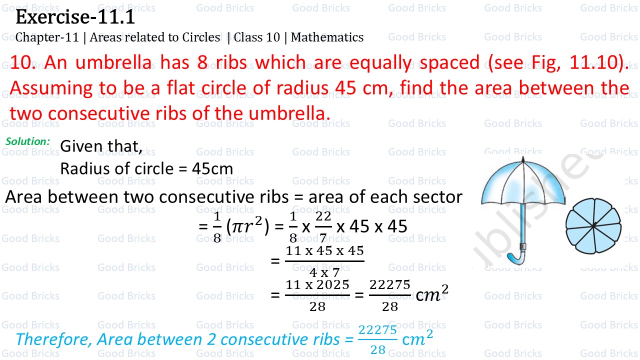 Chapter-11-Areas related to Circles-exercise11.1-10