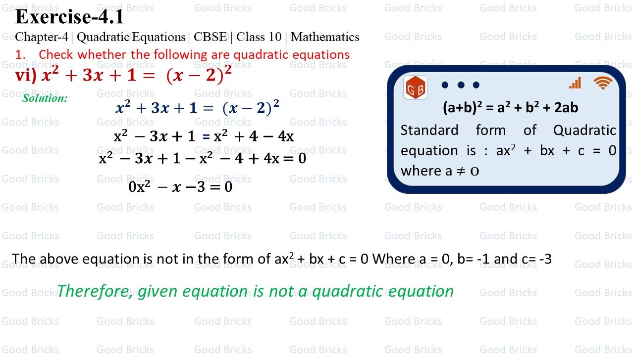 Chapter-4-Quadratic Equations-exercise4.1-1(vi)><br>	
	</div>
	    	
  
  </div>
</div>
<br><br>
<!--feed back and comment starts here-->

<div class=