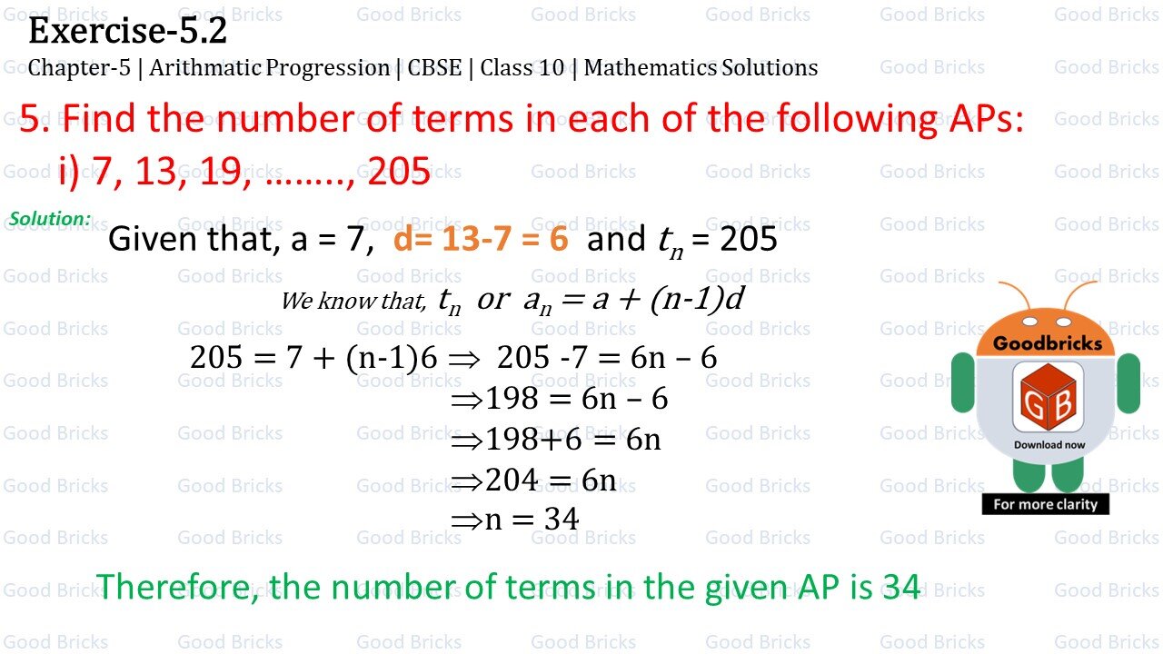 Chapter-5-Arithmatic Progression-exercise5.2-5(i)
