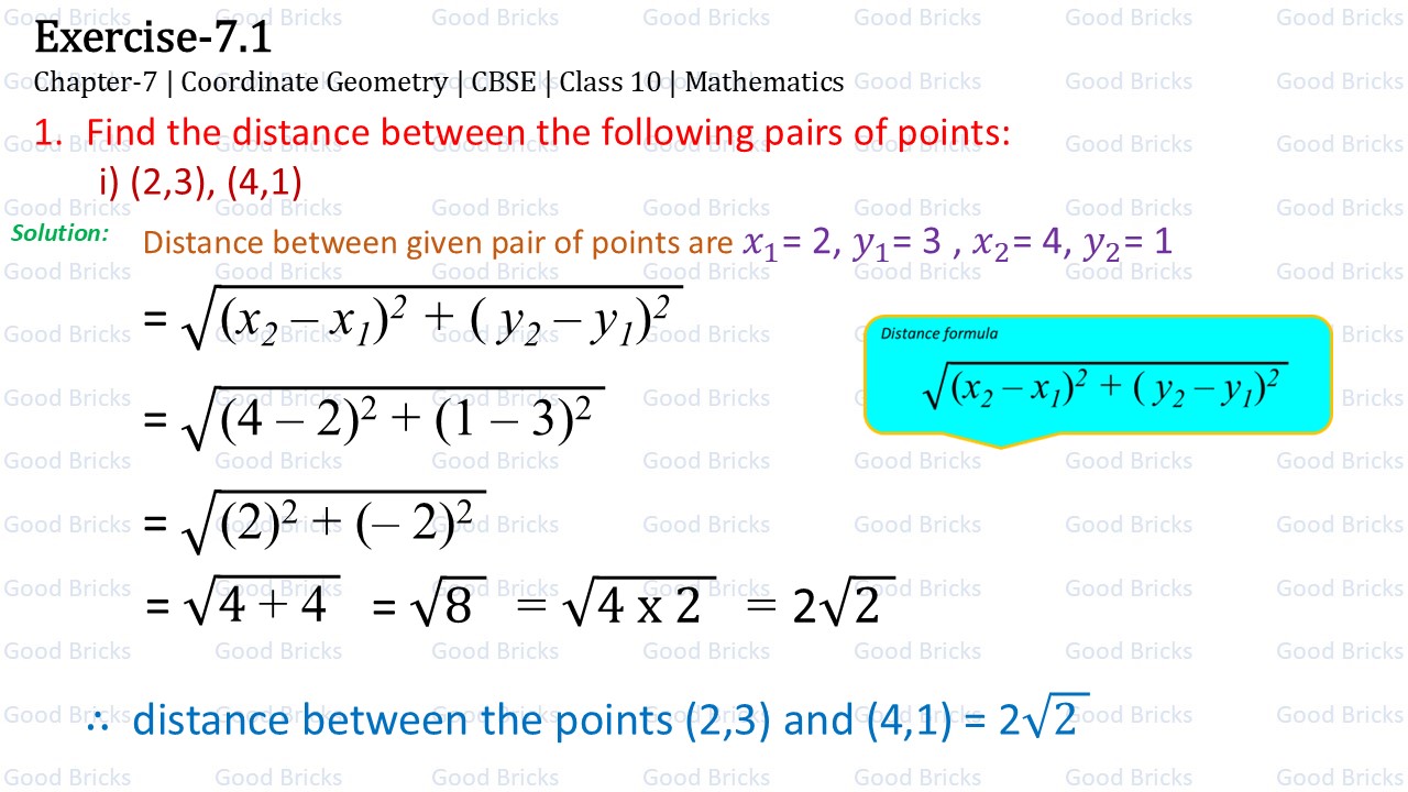 Chapter-7-Coordinate Geometry-exercise7.1-1(i)