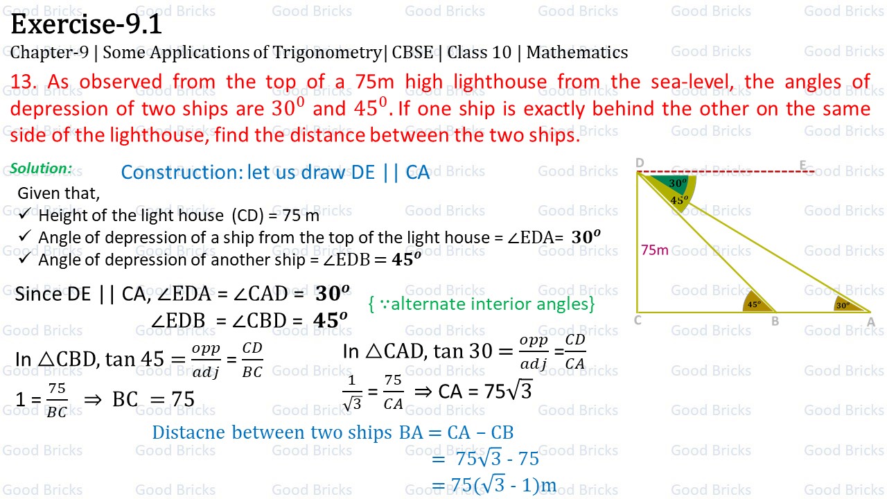 Chapter-9-Some applications of Trigonometry-exercise9.1-13